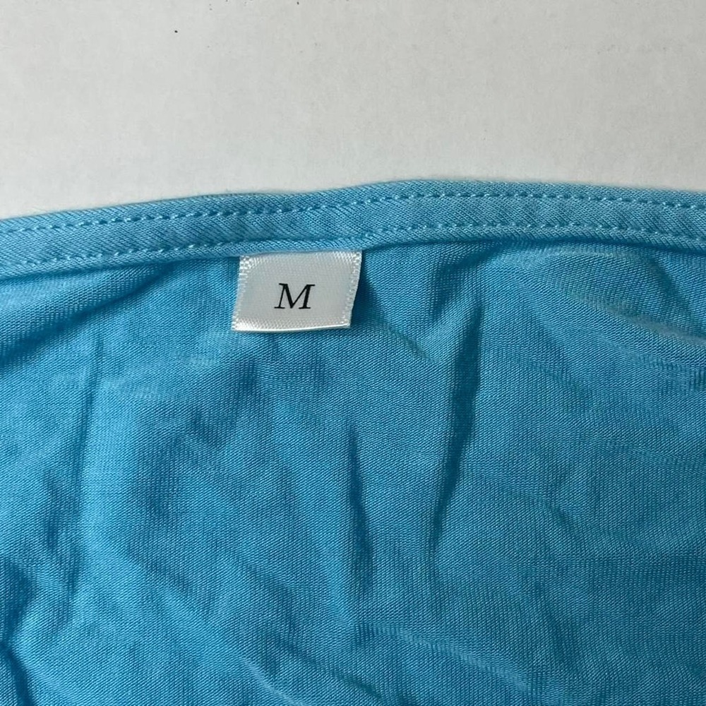 Sky Blue Faux Wrap Summer Sundress knee length size M - Picture 4 of 6